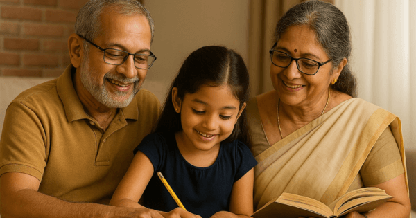 Grandparents Engaging in Early Learning Activities with Kids