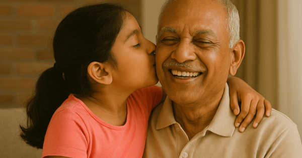 Child and Grandparents Reading Together, Inspired by Best Daycare in Gurgaon